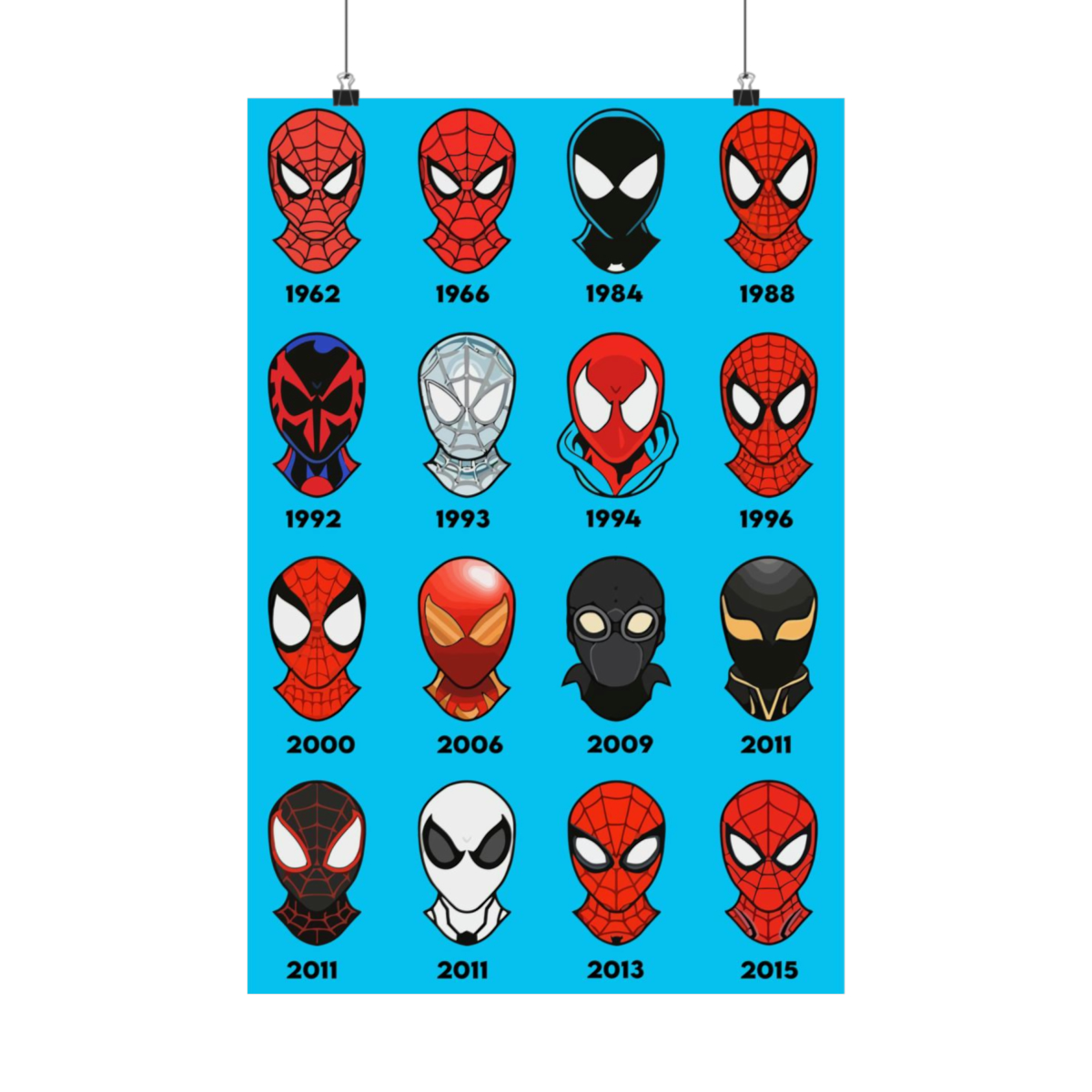 SPIDER-MAN through the ages, Every Spider-Man Marvel Inspired Illustrated Poster