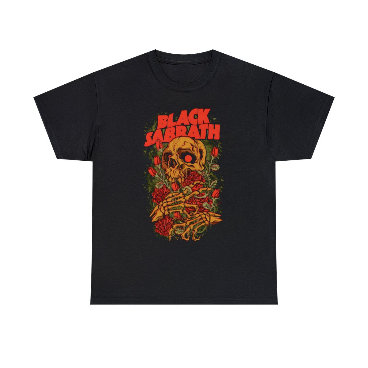 Skull and Roses Black Sabbath T-Shirt, Black Sabbath tour Gift Tee for Men Women Unisex Heavy Cotton Tee