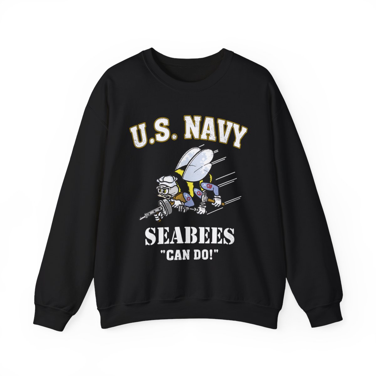 US Navy Seabees Mascot Shirt Can Do Cartoon Buzz United States America Unisex Heavy Blend Crewneck Sweatshirt