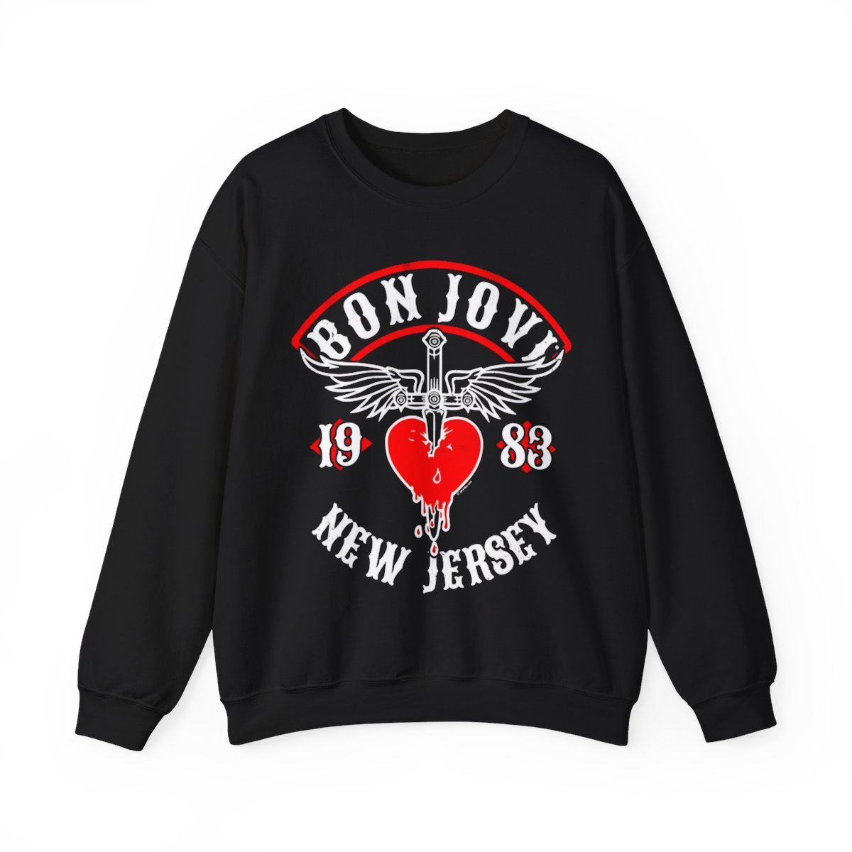 Bon Jovi New Jersey 1983 Shirt Rock Band Album Music Concert Tour Merch Unisex Heavy Blend Crewneck Sweatshirt