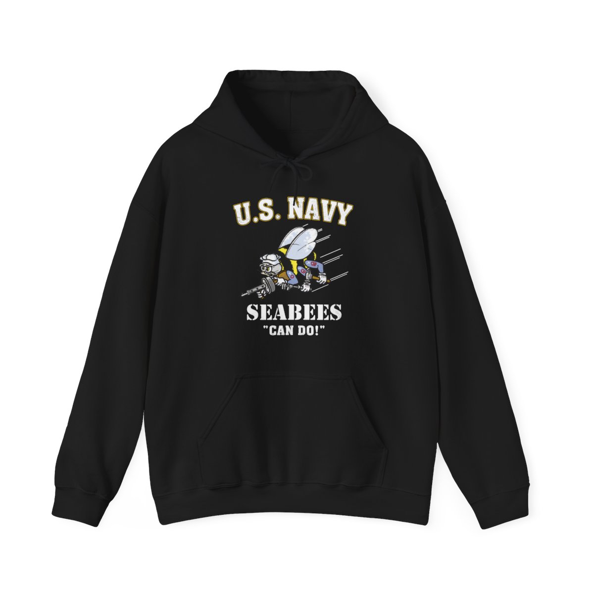 US Navy Seabees Mascot Shirt Can Do Cartoon Buzz United States America Unisex Heavy Blend Hooded Sweatshirt