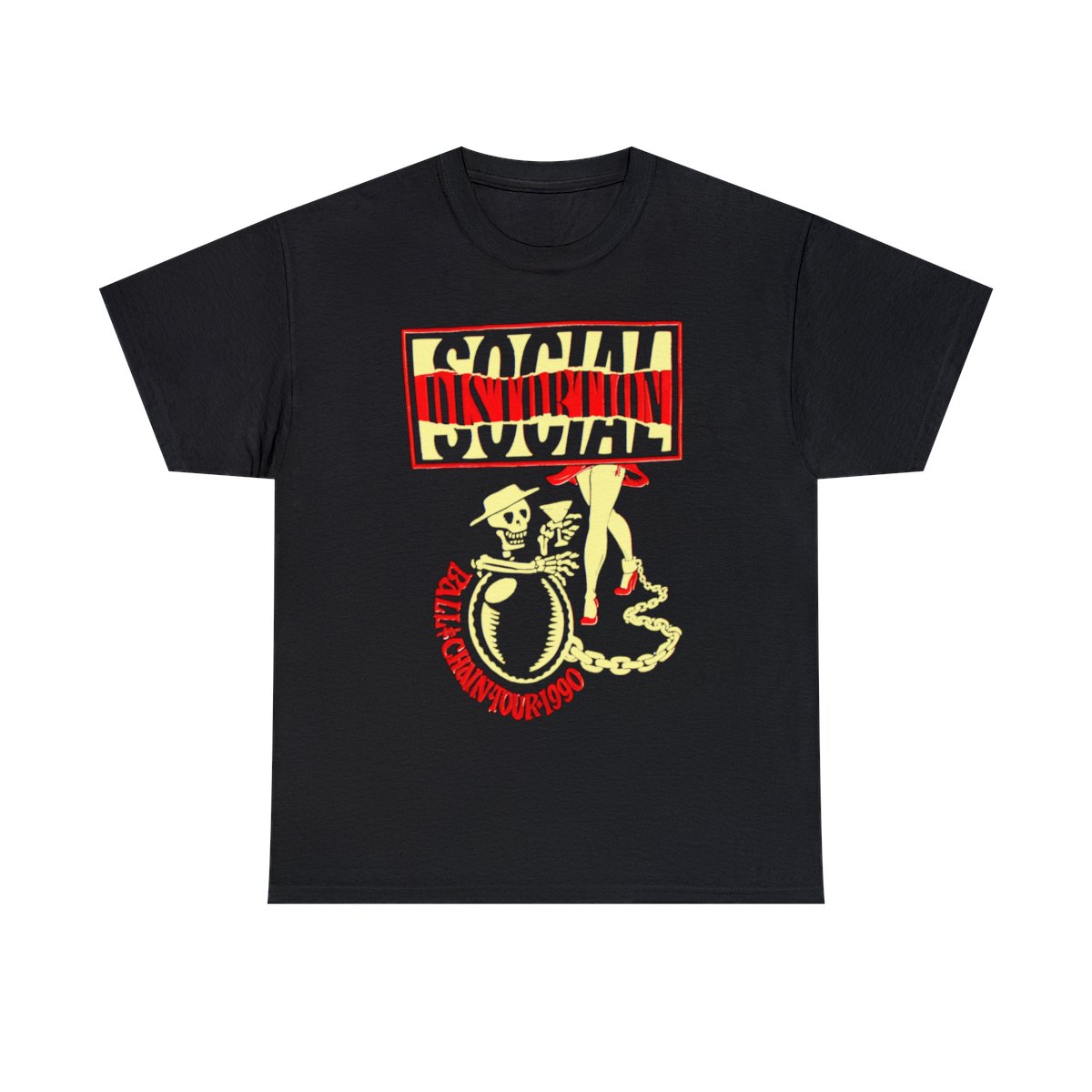 SOCIAL DISTORTION T-shirt Ball & Chain Tour 1990 Punk Rock Unisex Heavy Cotton Tee