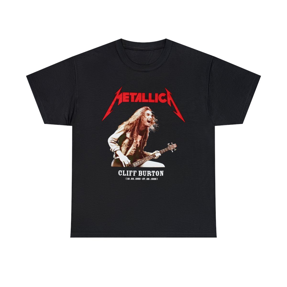 Metallica Cliff Burton Bass Guitar T-Shirt Unisex Heavy Cotton Tee