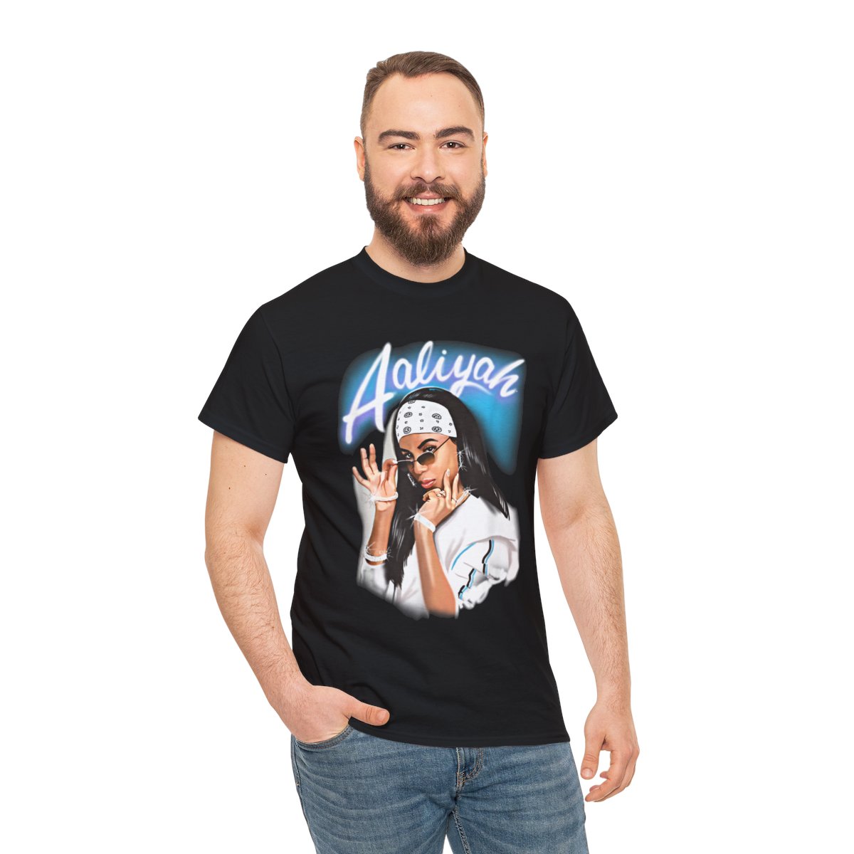 Aaliyah Airbrush Bandana Photo Graphic T-Shirt