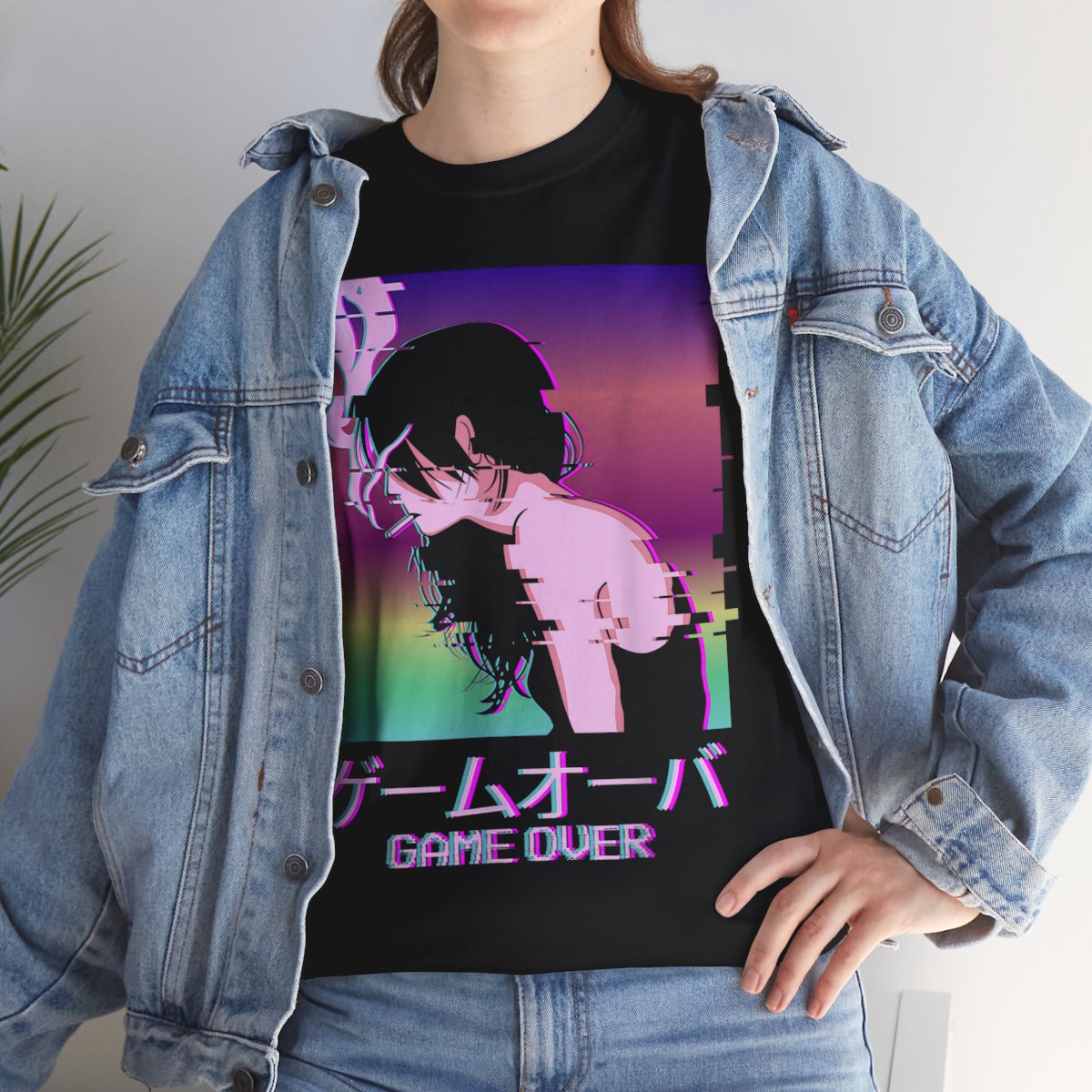 Japanese Vaporwave Sad Anime Girl Game Over Indie Aesthetic Graphic T-Shirt